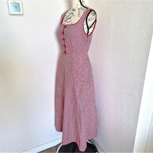 Rachel Zoe Red and White Gingham Midi Dress - Picture 11 of 15